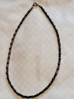 Hematite Black Beaded 16" Necklace with Lobster Closure